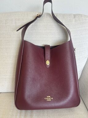 Coach Pebbled Leather Shoulder Bag in Wine